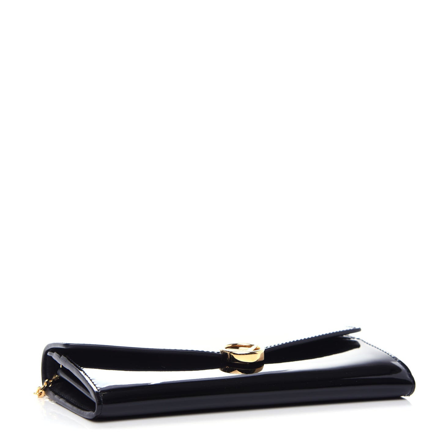 Vitello Vernice Mou F is Fendi Continental Envelope Wallet On Chain Black