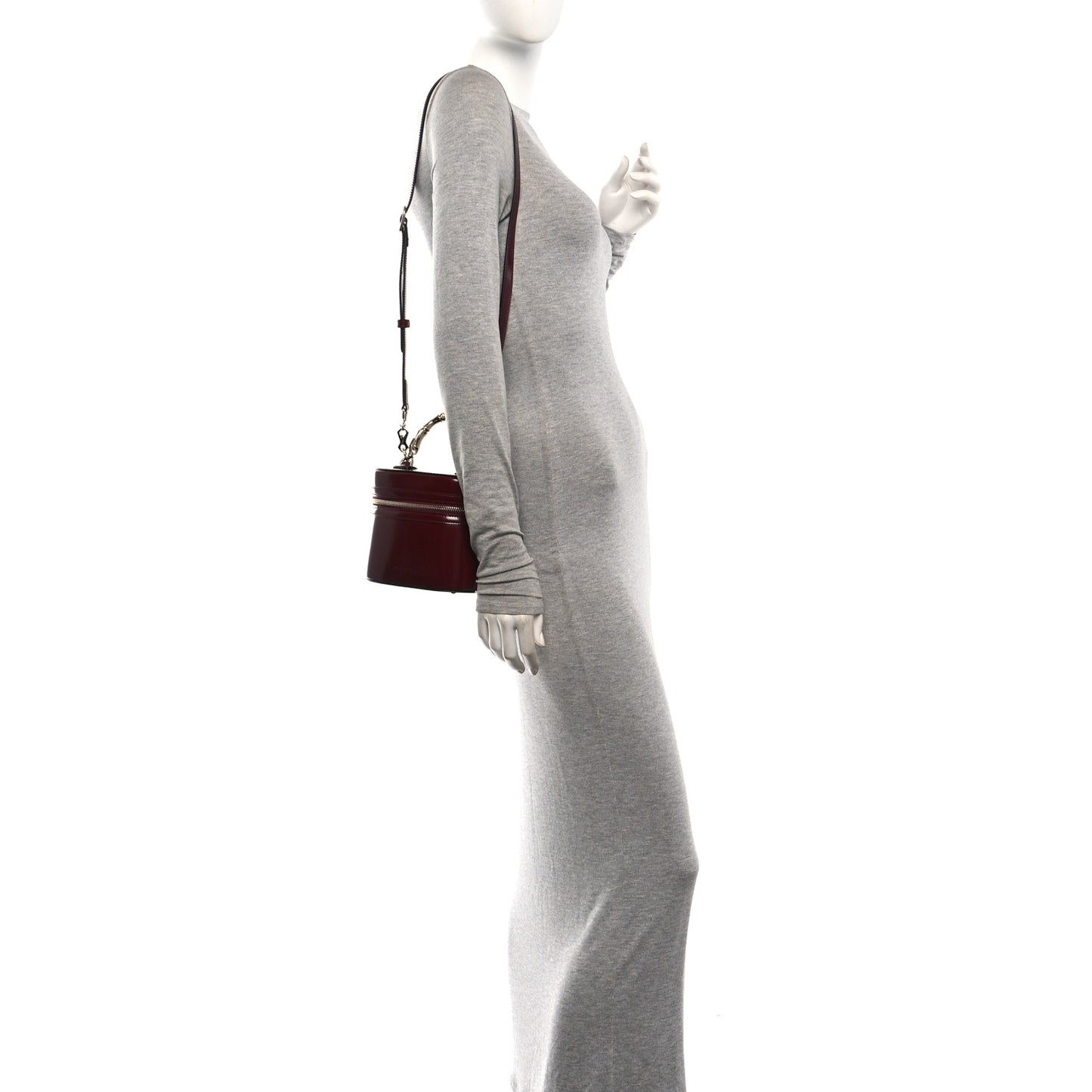 Patent Leather Bamboo Mini Vanity Bag Burgundy