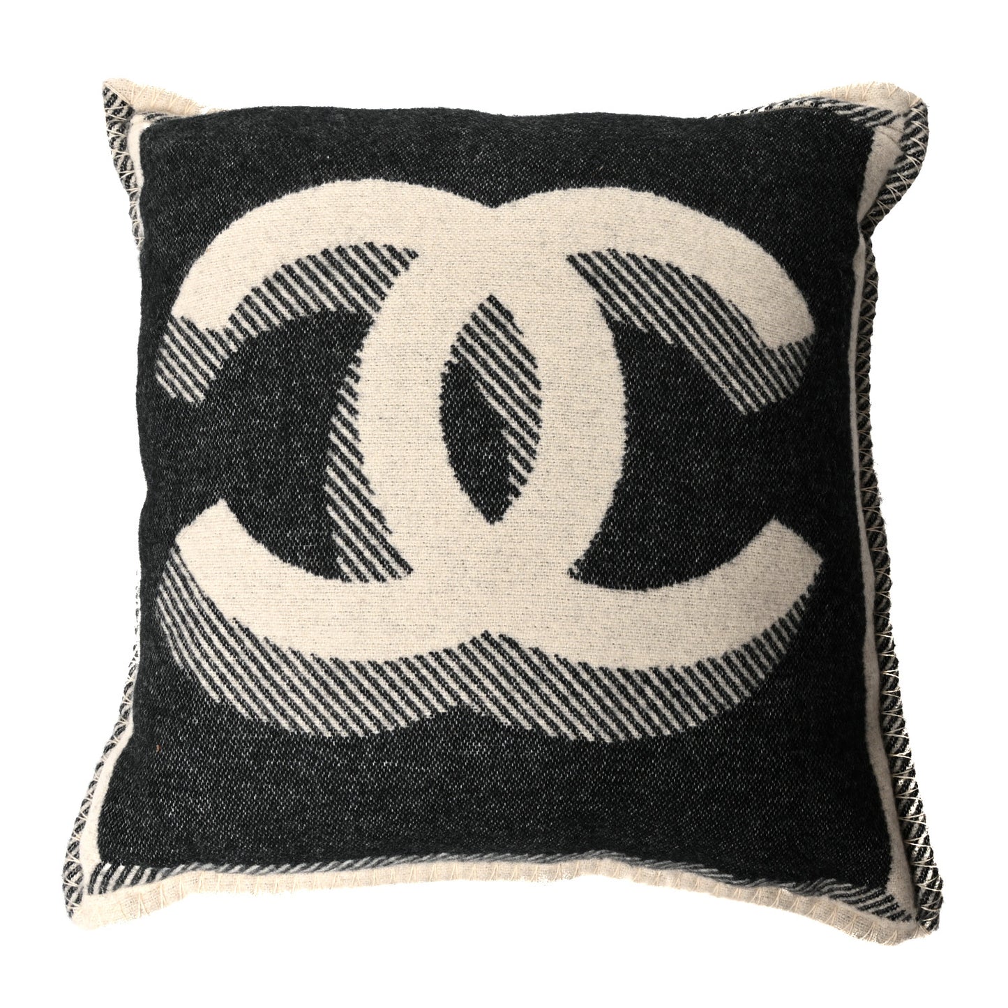Merino Wool Cashmere CC Pillow Beige Black
