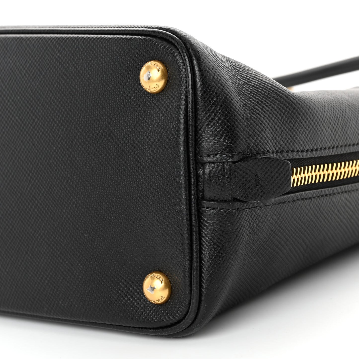 Saffiano Metal Zip Tote Black