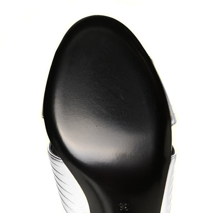 Gucci Metallic Nappa Crossover Heel Slide Sandals 36 Silver 6 of 6