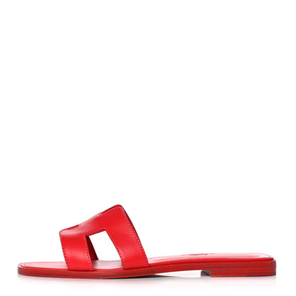 Hermes Calfskin Oran Sandals 35.5 Rouge Bali 1 of 10