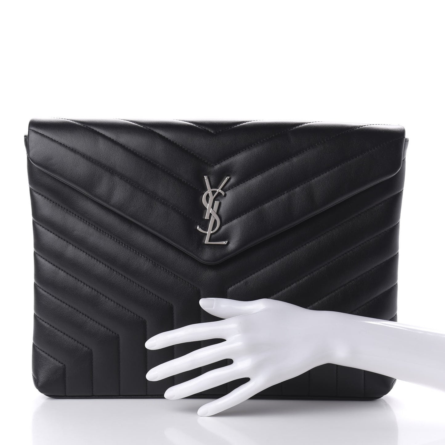 Calfskin Y Quilted Monogram Loulou Document Holder Black