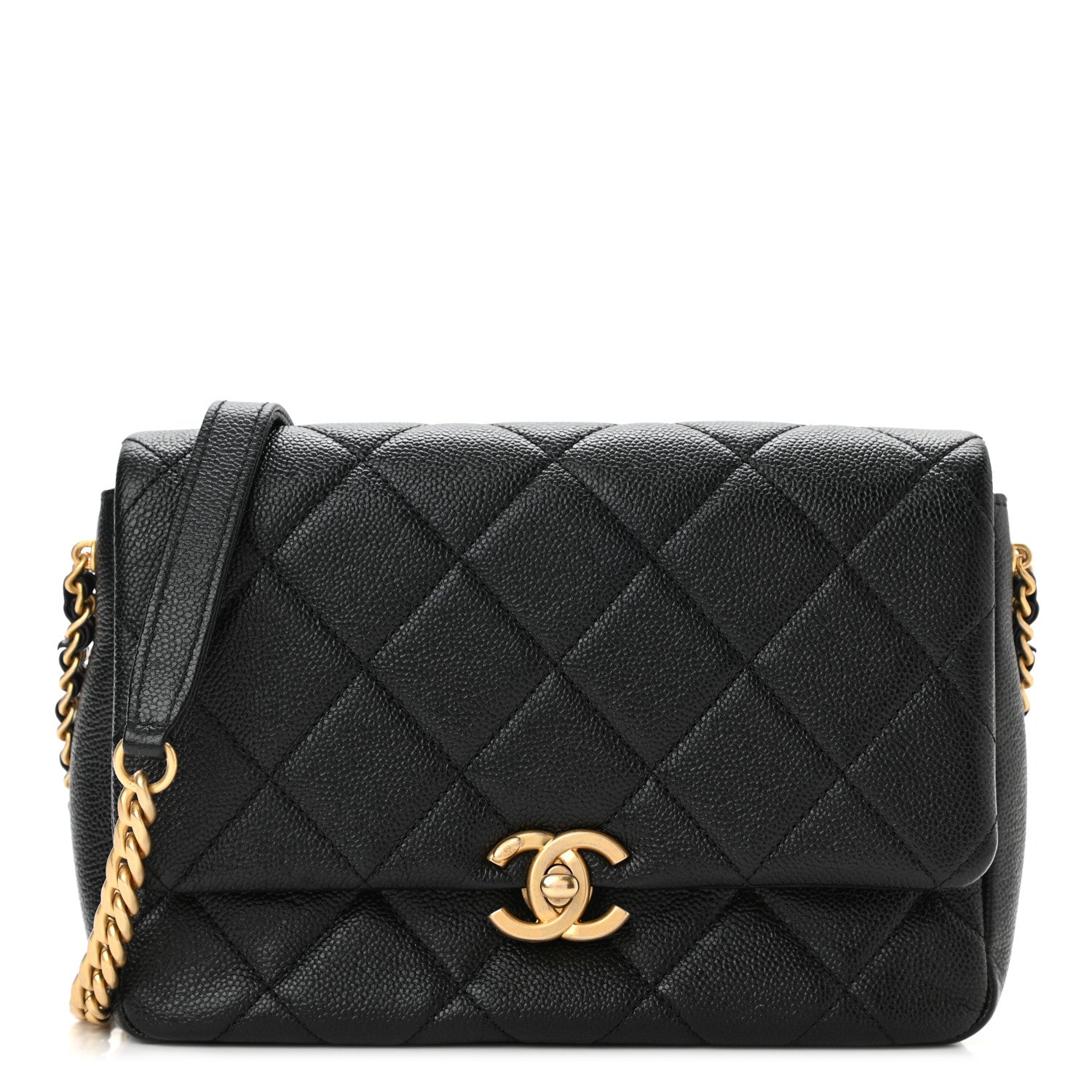 Chanel Shiny Caviar Quilted Small Chain Melody Flap Black 1 of 10