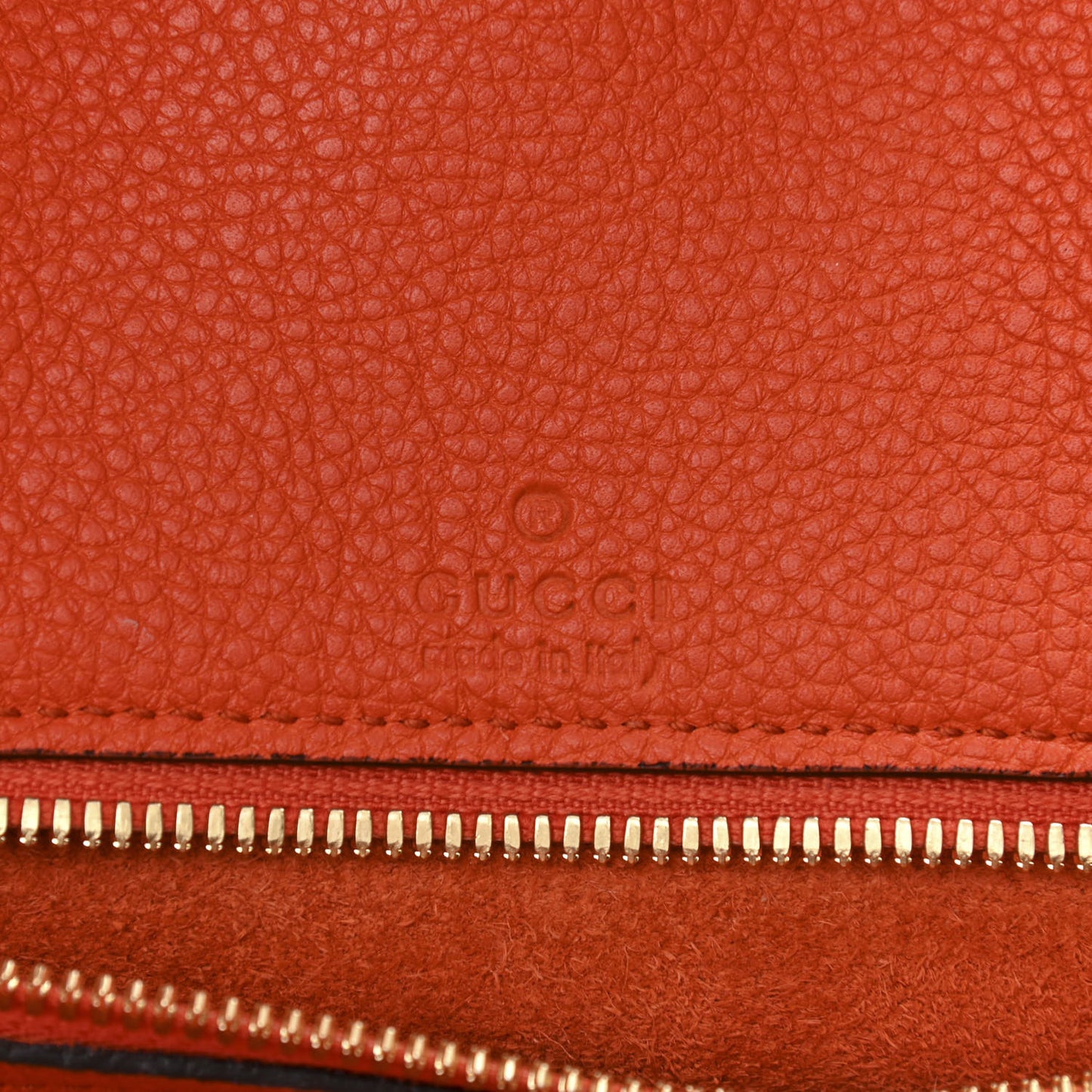 Pebbled Calfskin Small Logo Tote Deep Orange
