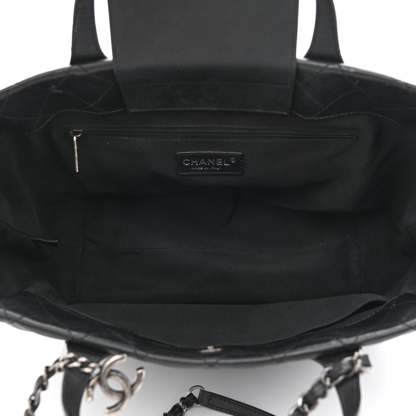 Calfskin Quilted Small Easy Shopping Tote Black