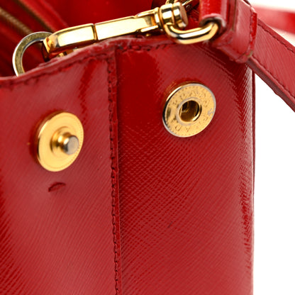 Prada Saffiano Vernice Mini Galleria Double Zip Tote Rosso 21 of 30