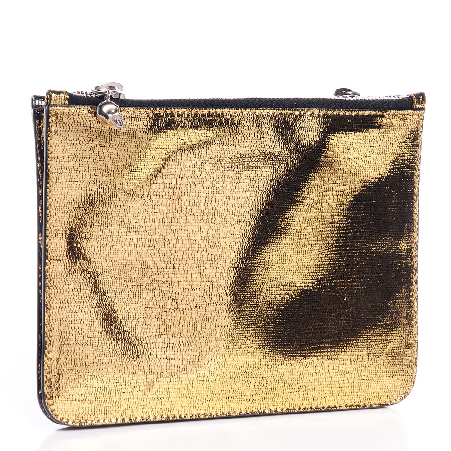 Leather Double Compartment Pouch Gold Silver