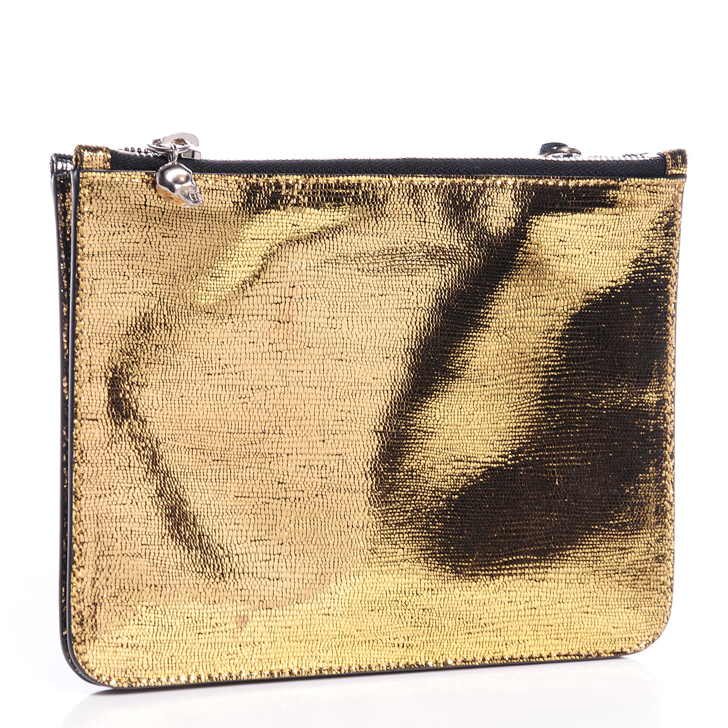 Alexander McQueen Leather Double Compartment Pouch Gold Silver 3 of 11