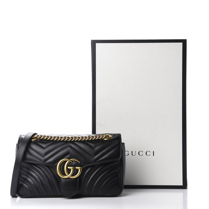 Gucci Calfskin Matelasse Small GG Marmont Shoulder Bag Black 11 of 11