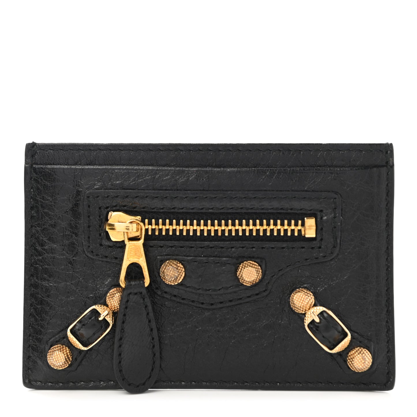 Agneau Giant Gold Hardware Card Case Black