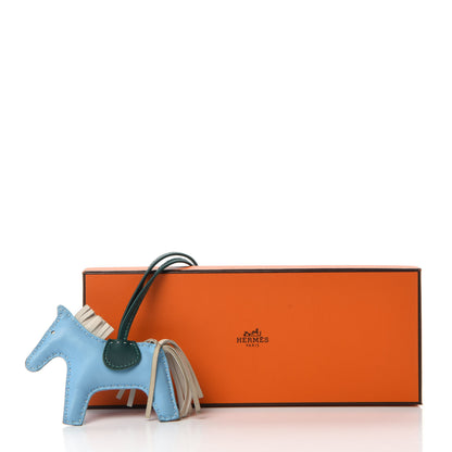 Hermes Milo Lambskin Grigri Rodeo Horse Bag Charm PM Celeste Malachite Craie 4 of 4