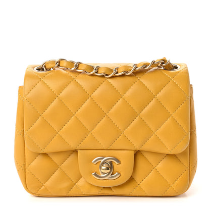 Chanel Lambskin Quilted Mini Square Flap Yellow 1 of 10