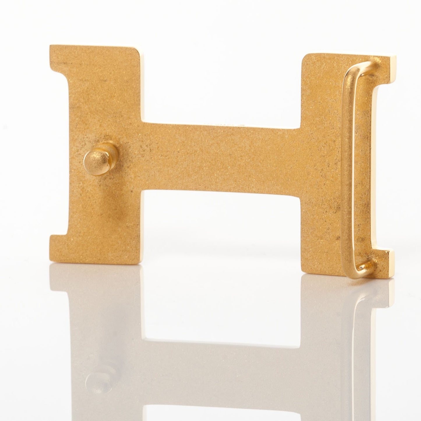 Thin Mini Reversible H Belt 70 Gold Black