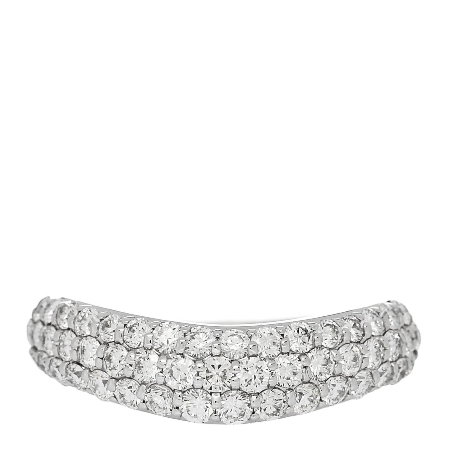 18K White Gold Diamond 1.00ctw Three Row Curved Band Ring 53 6.5