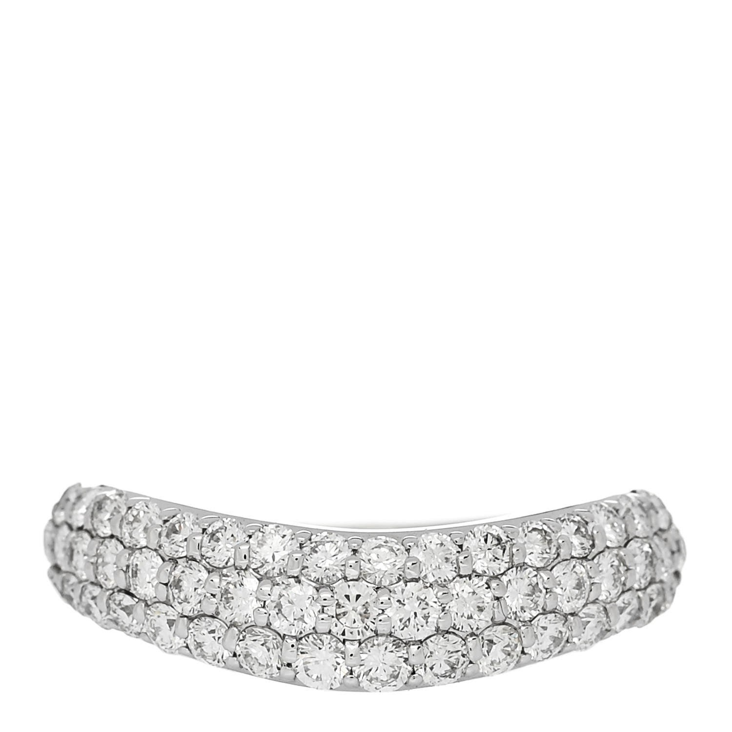 Parker & West by FASHIONPHILE 18K White Gold Diamond 1.00ctw Three Row Curved Band Ring 53 6.5 1 of 9