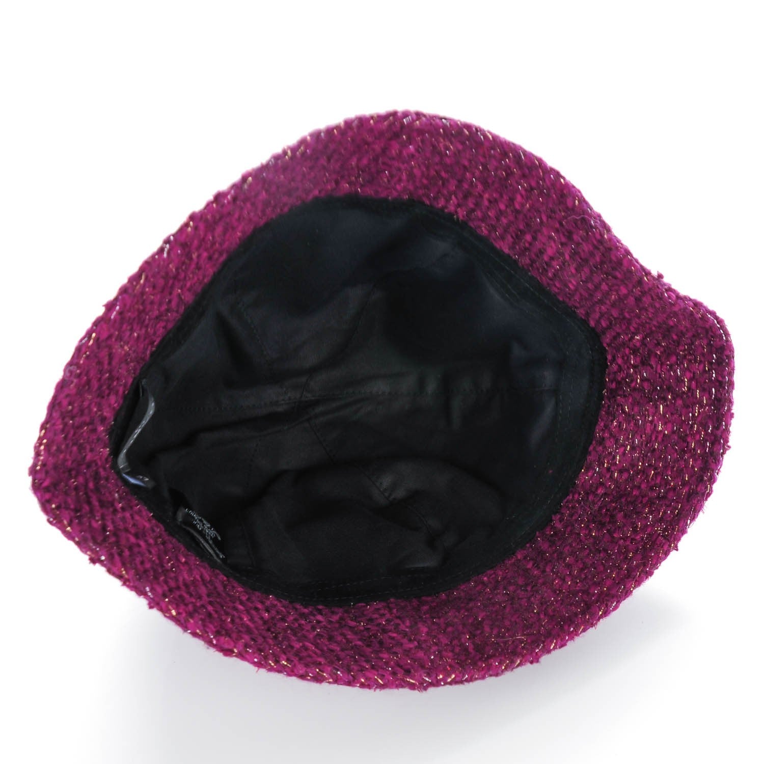Chanel Wool Tweed Gripoix Bucket Hat 57 Burgundy 4 of 6