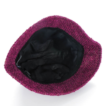 Chanel Wool Tweed Gripoix Bucket Hat 57 Burgundy 4 of 6