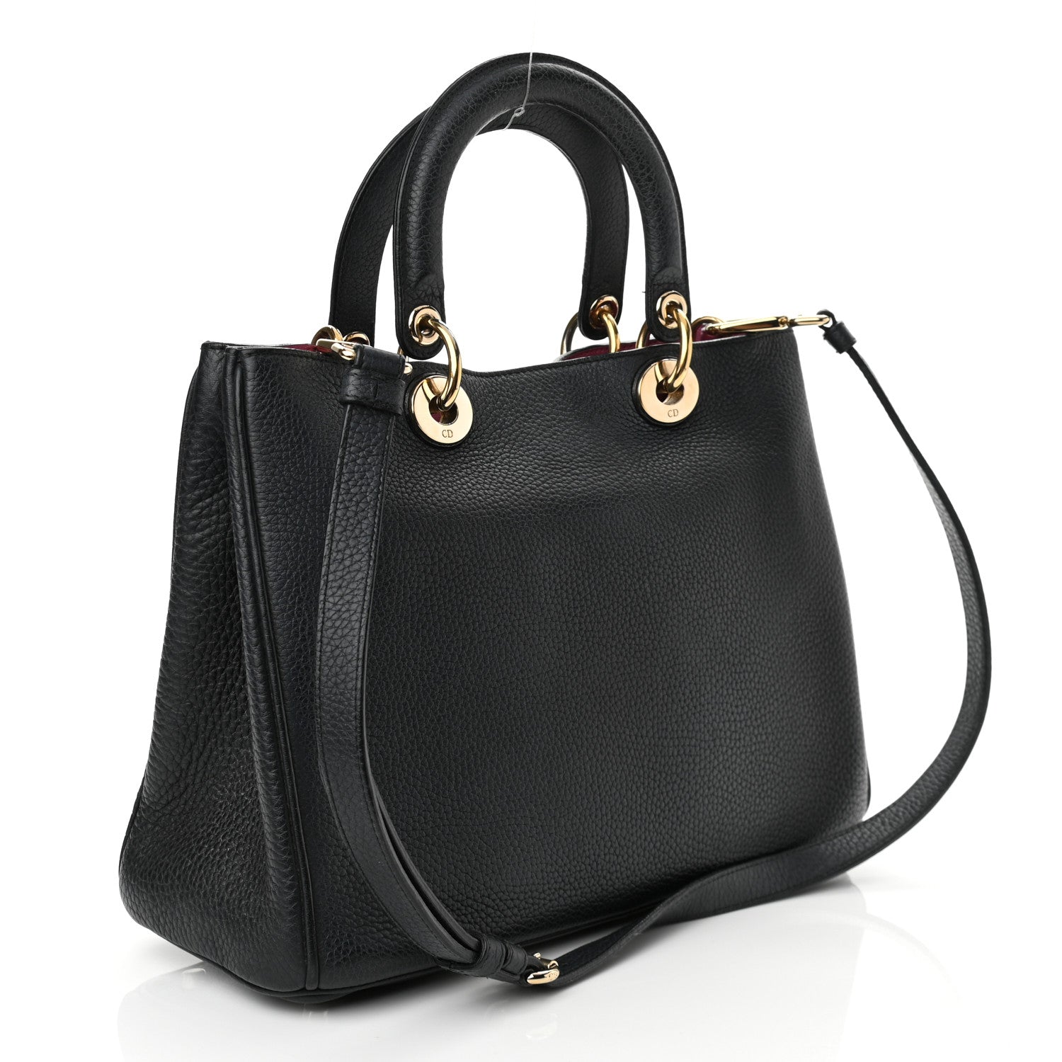 Christian Dior Bullcalf Medium Diorissimo Tote Black Rose Indien 3 of 9