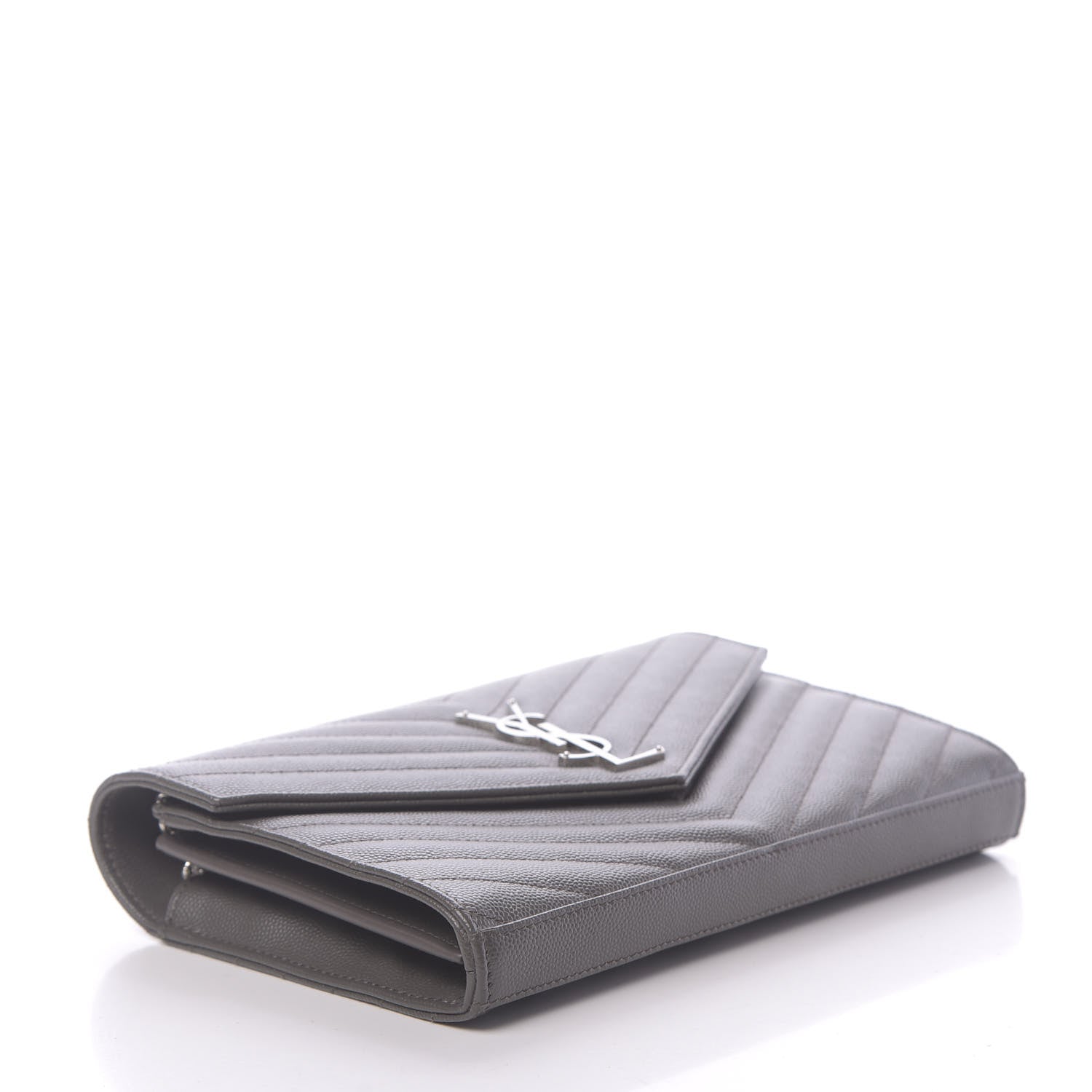 Saint Laurent Grain De Poudre Matelasse Chevron Monogram Chain Wallet Earth 4 of 9