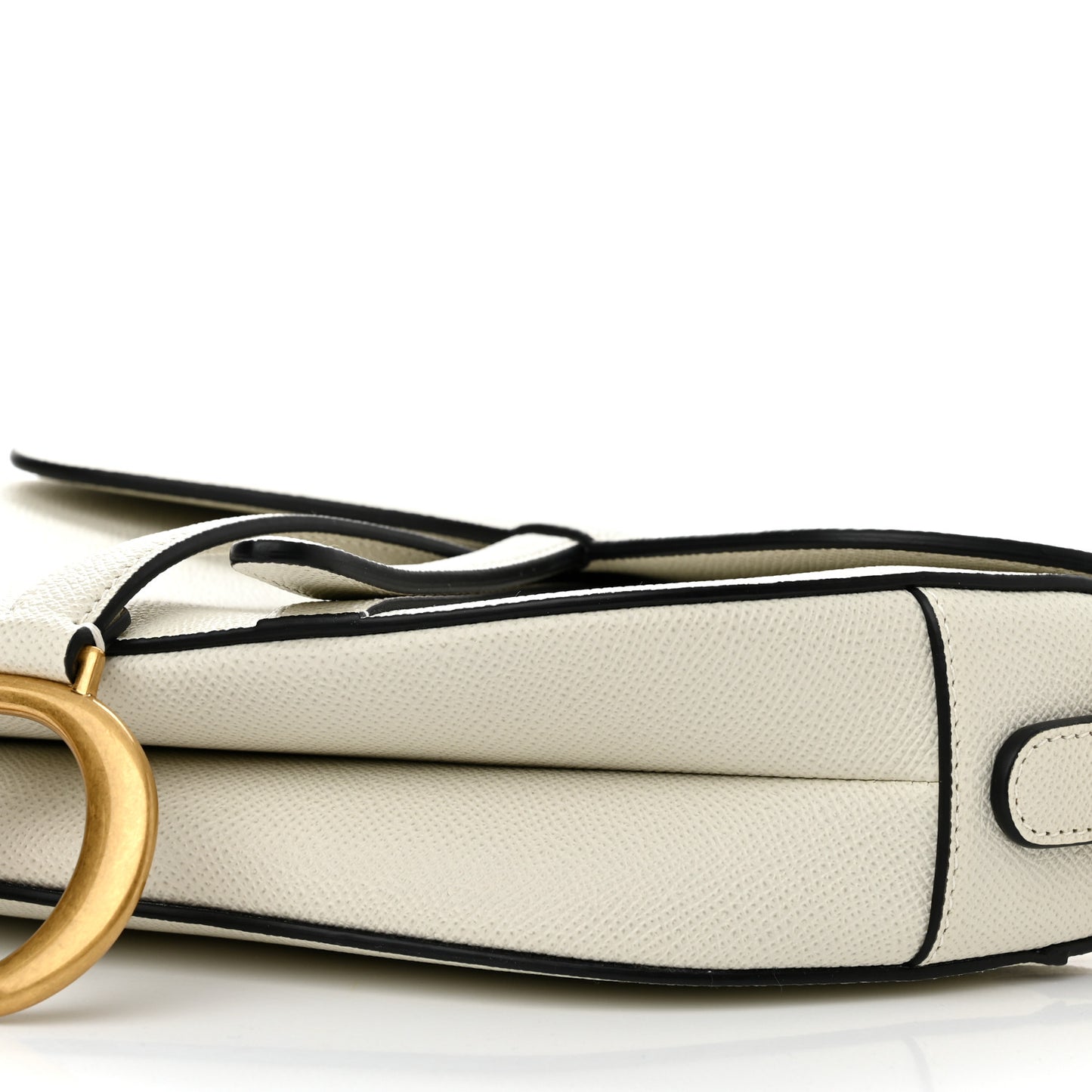 Grained Calfskin Saddle Bag White