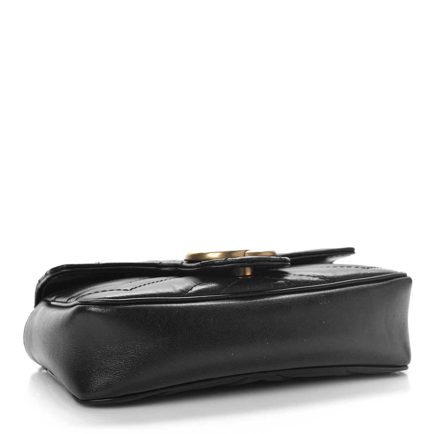 Calfskin Matelasse Super Mini GG Marmont Shoulder Bag Black