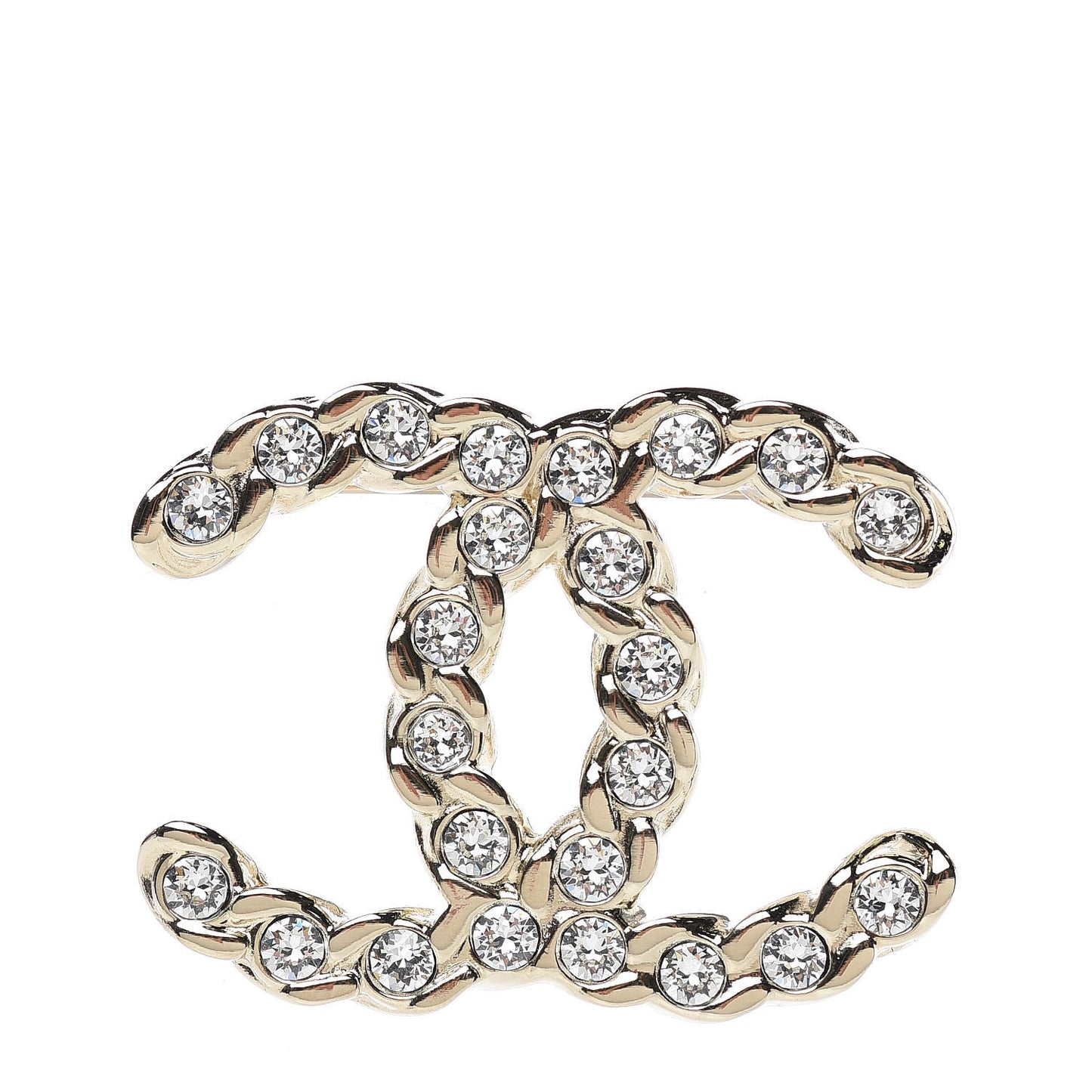 Crystal Pearls Coronation CC Brooch Gold