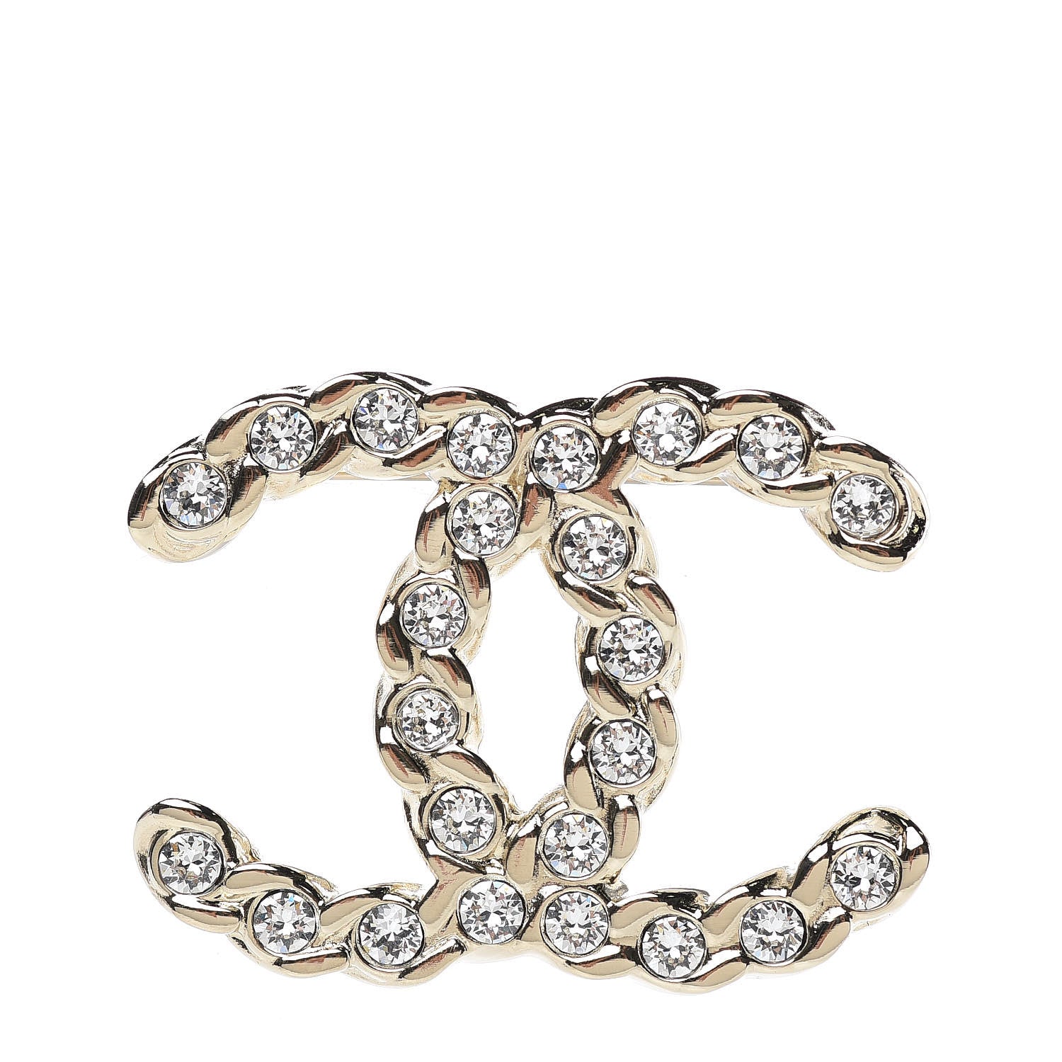 Chanel Crystal Pearls Coronation CC Brooch Gold 1 of 5