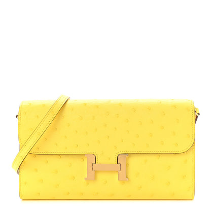 Hermes Ostrich Constance Long Wallet To Go Jaune Citron 1 of 9