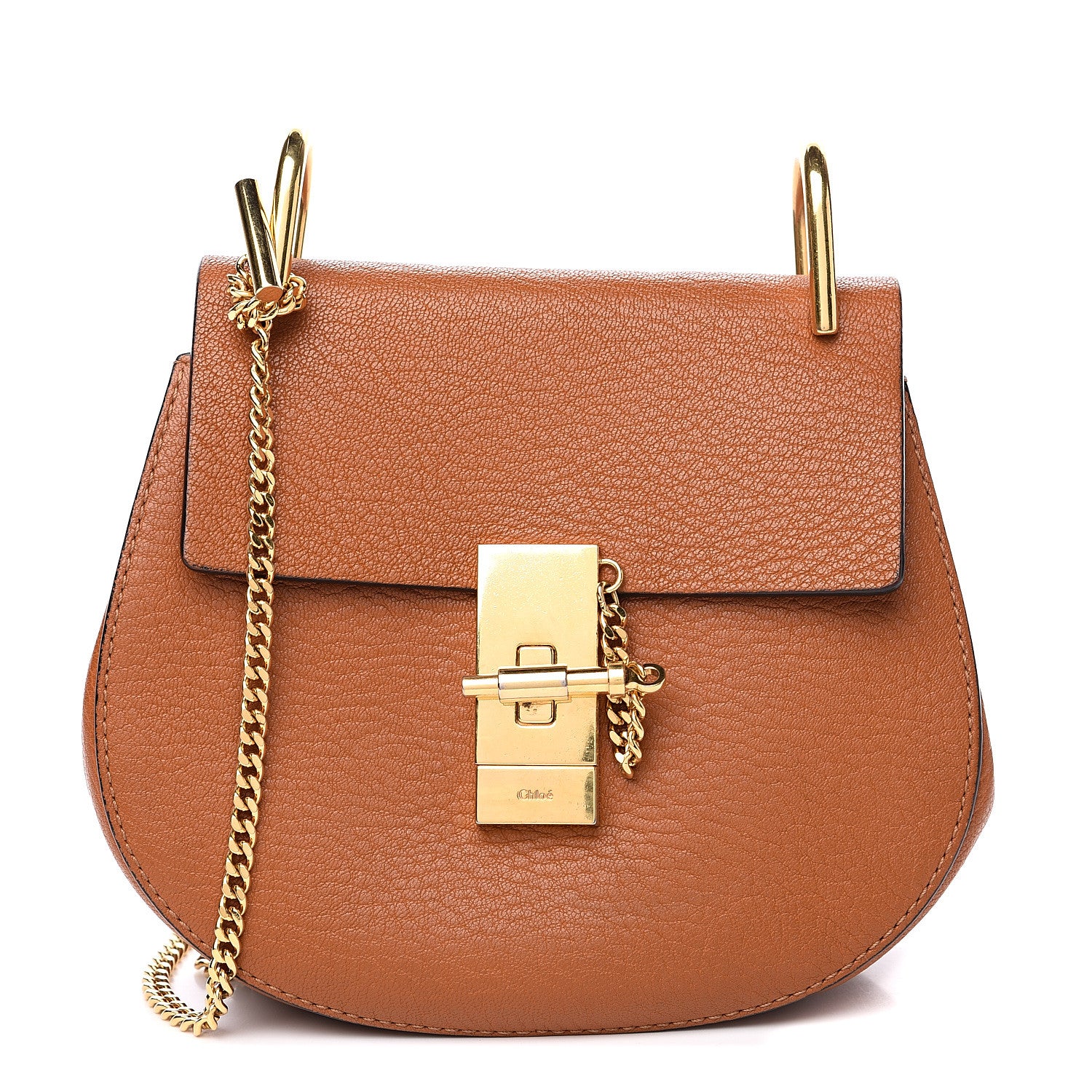 Chloe Grained Lambskin Mini Drew Shoulder Bag Caramel 1 of 8