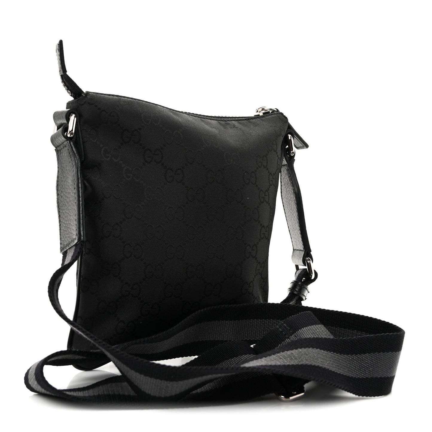Nylon Monogram Mini Flat Messenger Bag Black