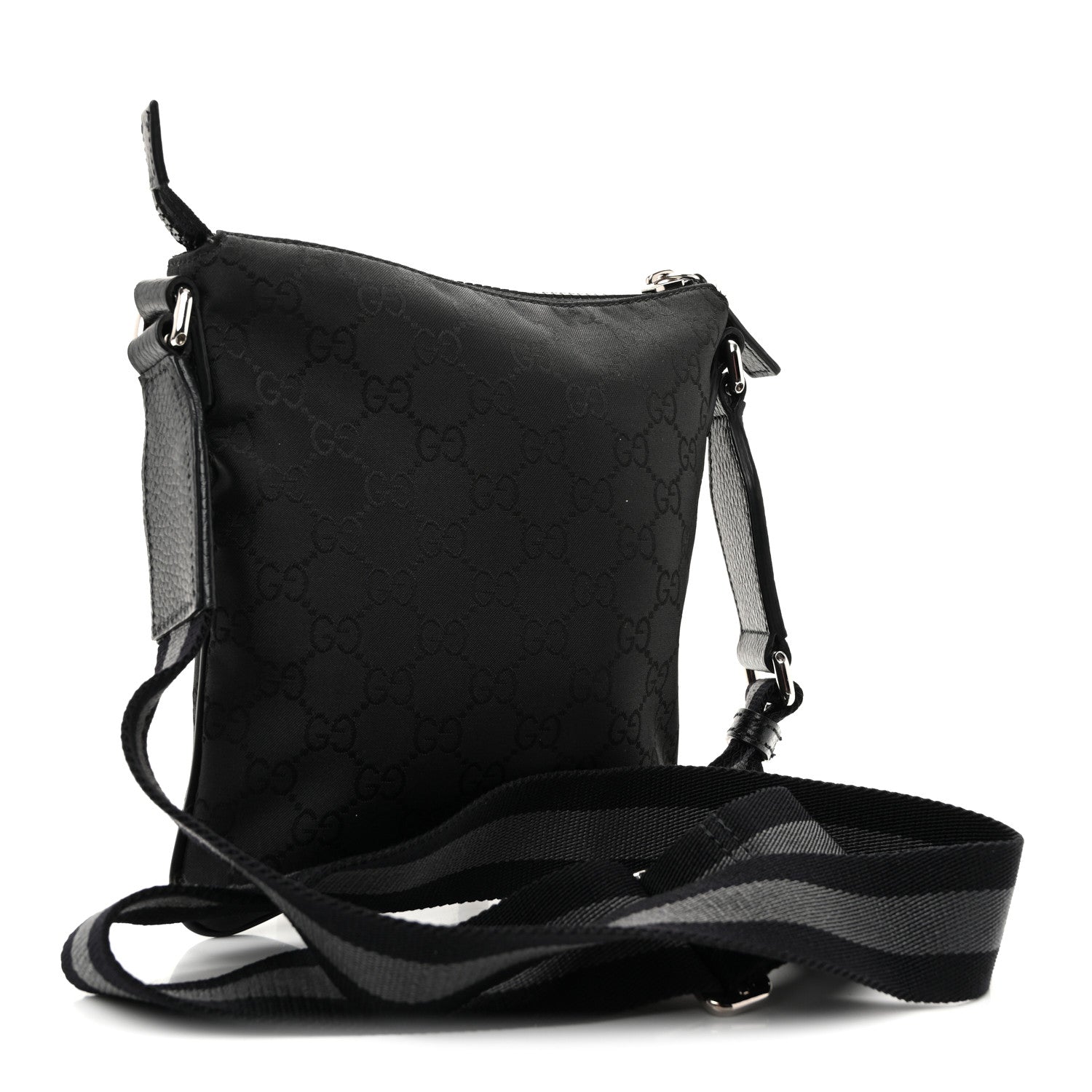 Gucci Nylon Monogram Mini Flat Messenger Bag Black 3 of 10