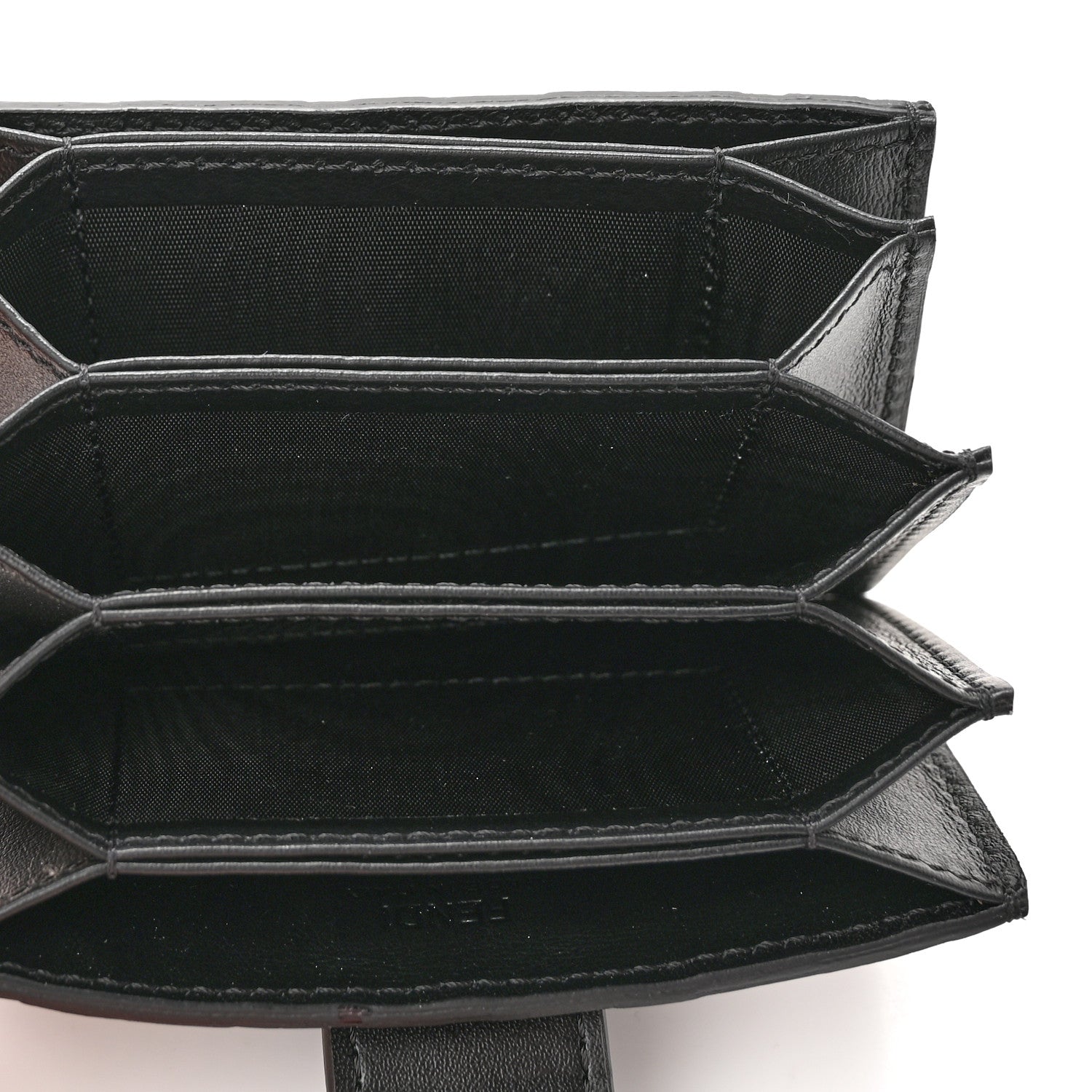 Fendi Vitello Liberty F is Fendi Bi-Color FF 1974 Embossed Gusseted Card Holder Maya Black 5 of 10