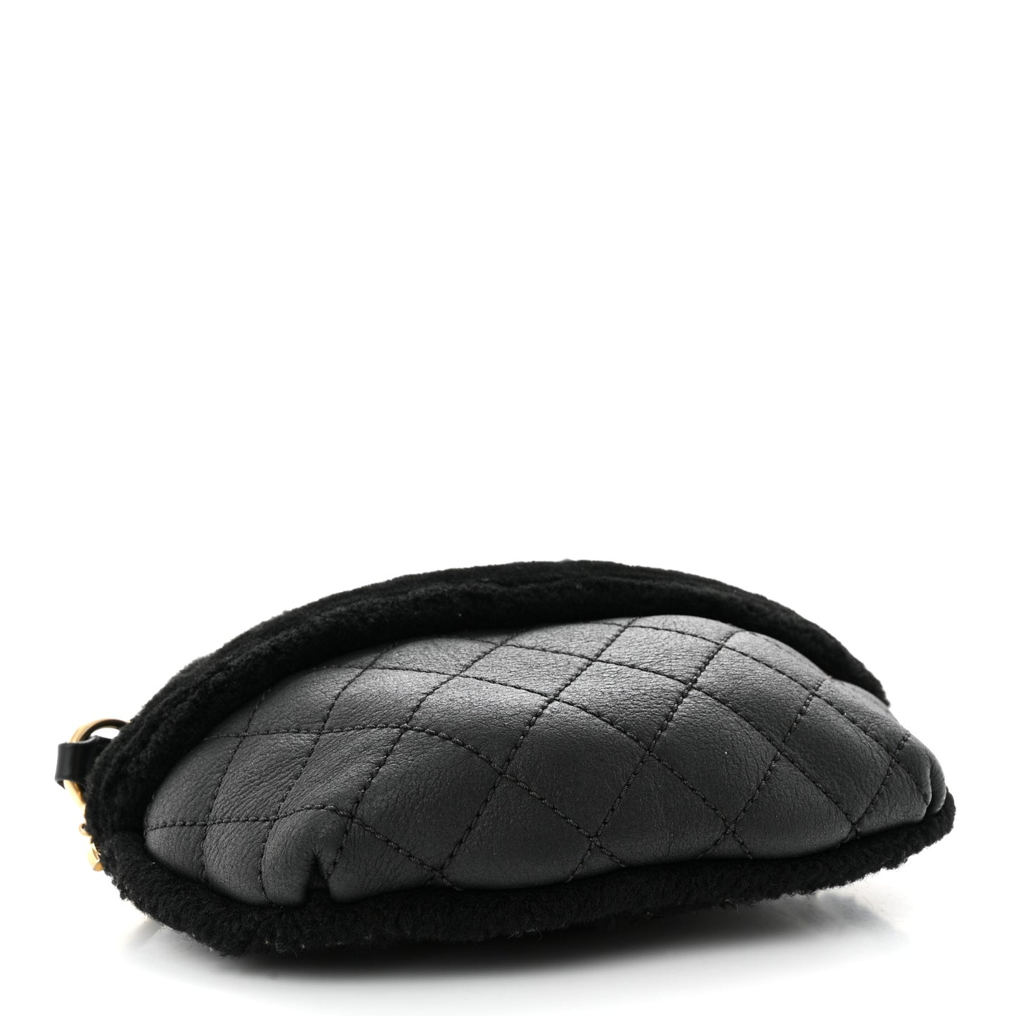 Calfskin Fur Quilted Waist Bag Fanny Pack Black