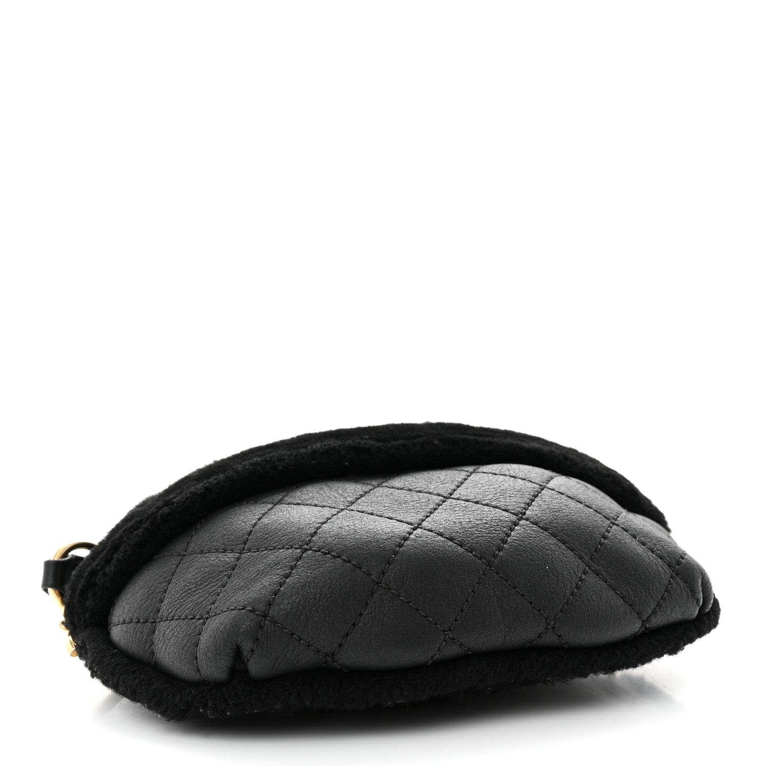 Chanel Calfskin Fur Quilted Waist Bag Fanny Pack Black 4 of 11