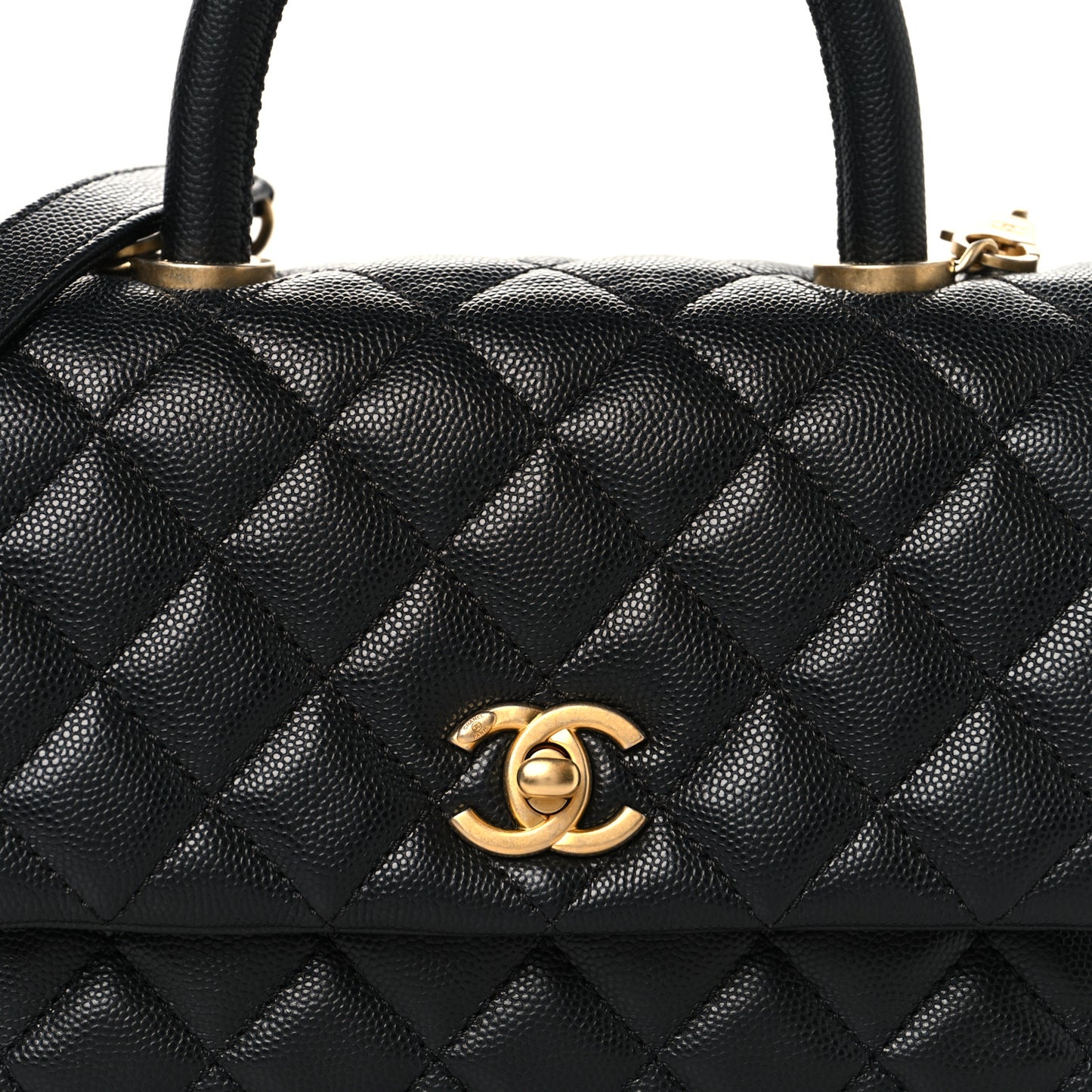 Caviar Quilted Mini Coco Handle Flap Black
