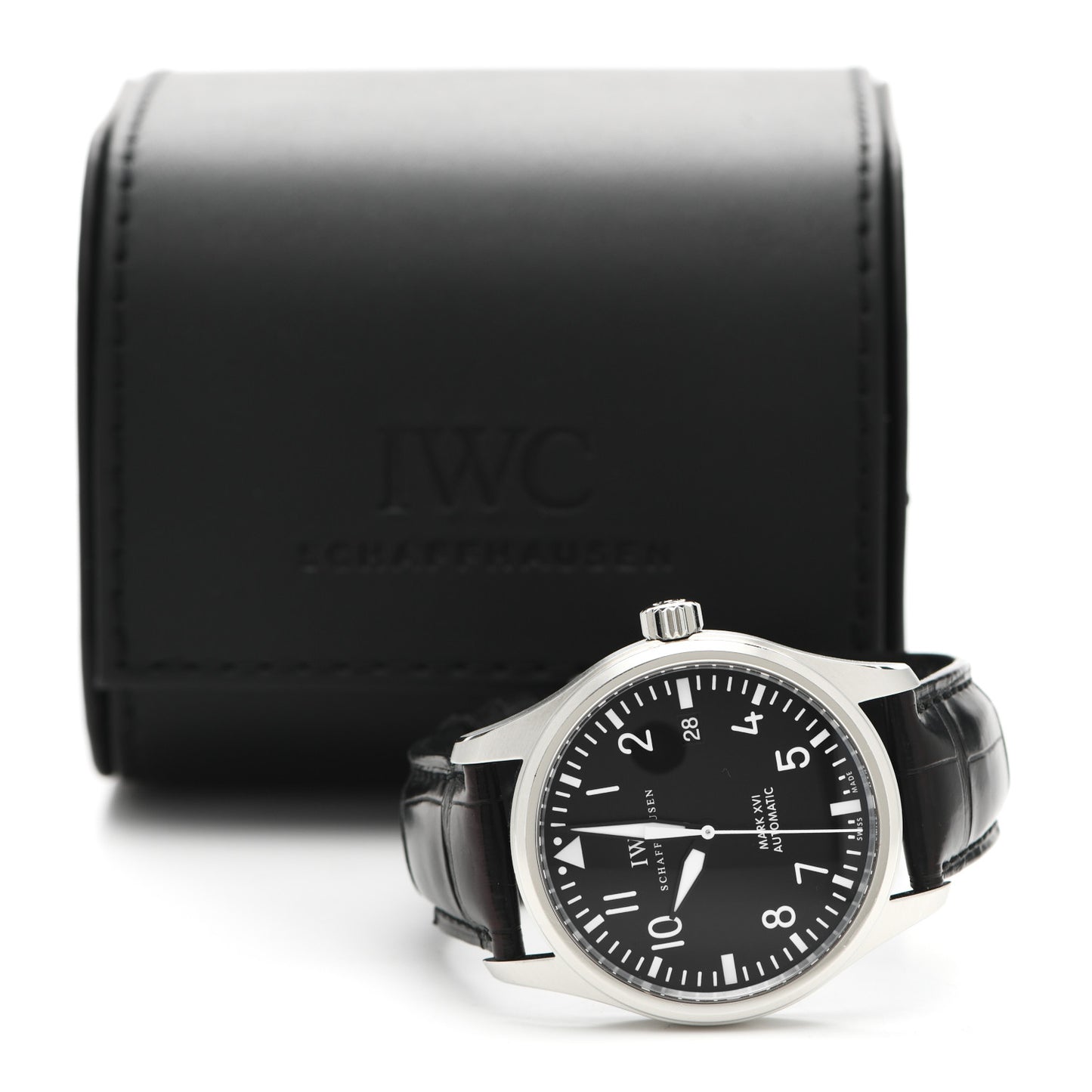 Stainless Steel Alligator 39mm Pilot Mark XVI Automatic Watch Black IW325501