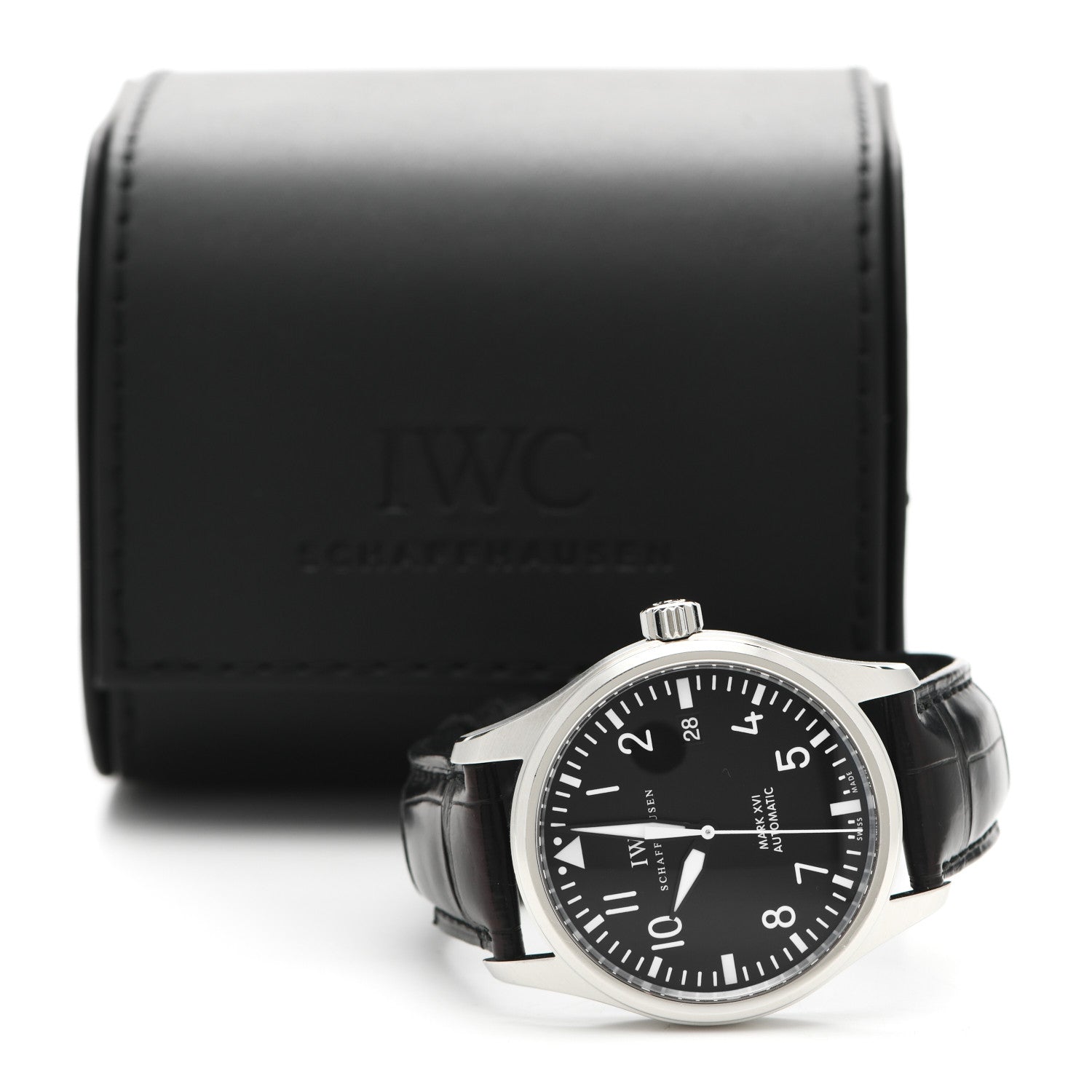 IWC Stainless Steel Alligator 39mm Pilot Mark XVI Automatic Watch Black IW325501 7 of 7