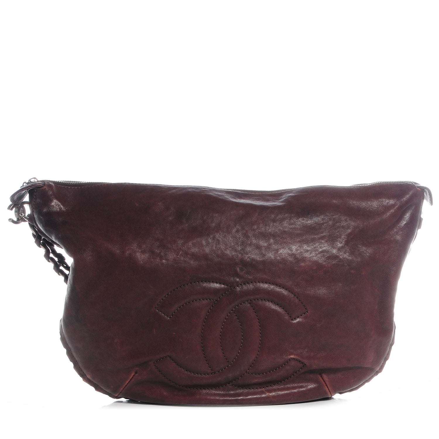 Chanel Distressed Leather Modern Chain Hobo Brown 1 of 7