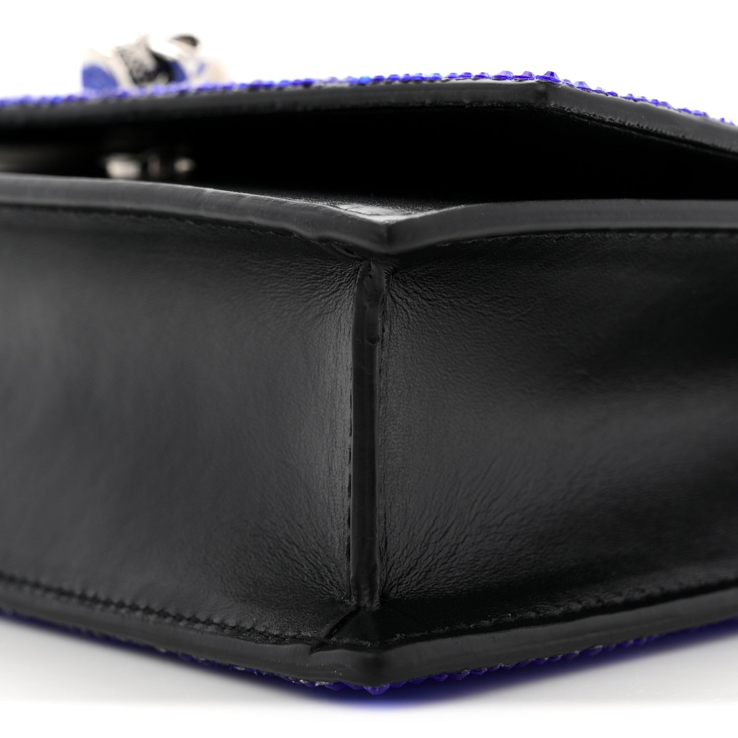 Calfskin Crystal Skull Mini Crossbody Bag Electric Blue