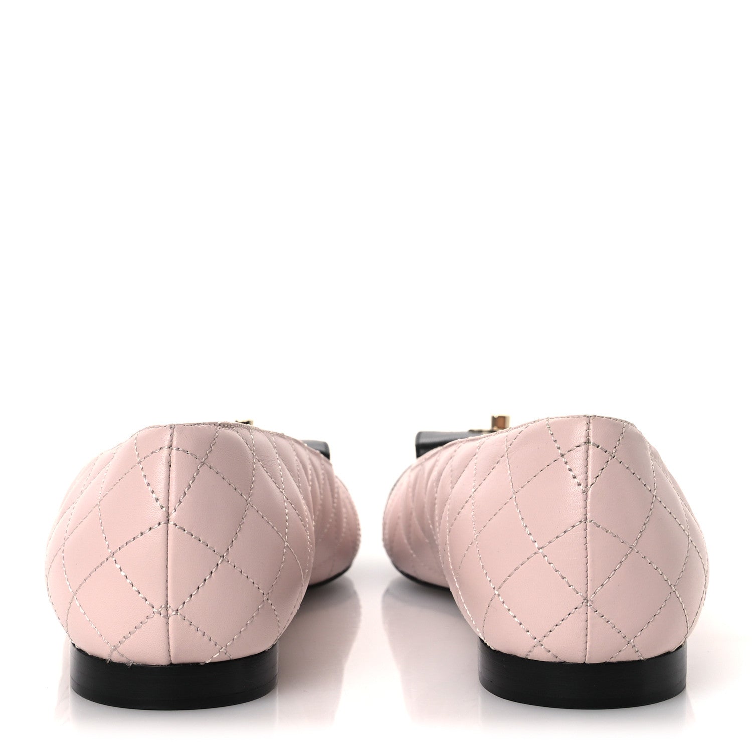 Chanel Calfskin Lambskin Quilted CC Ballerina Flats 39 Light Pink Black 6 of 13