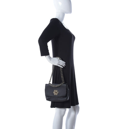 Mulberry Classic Calfskin Mini Cecily Flower Lock Crossbody Bag Black 2 of 13