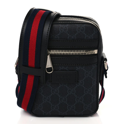 Gucci GG Supreme Monogram Appia Calfskin Web Messenger Bag Black 1 of 11