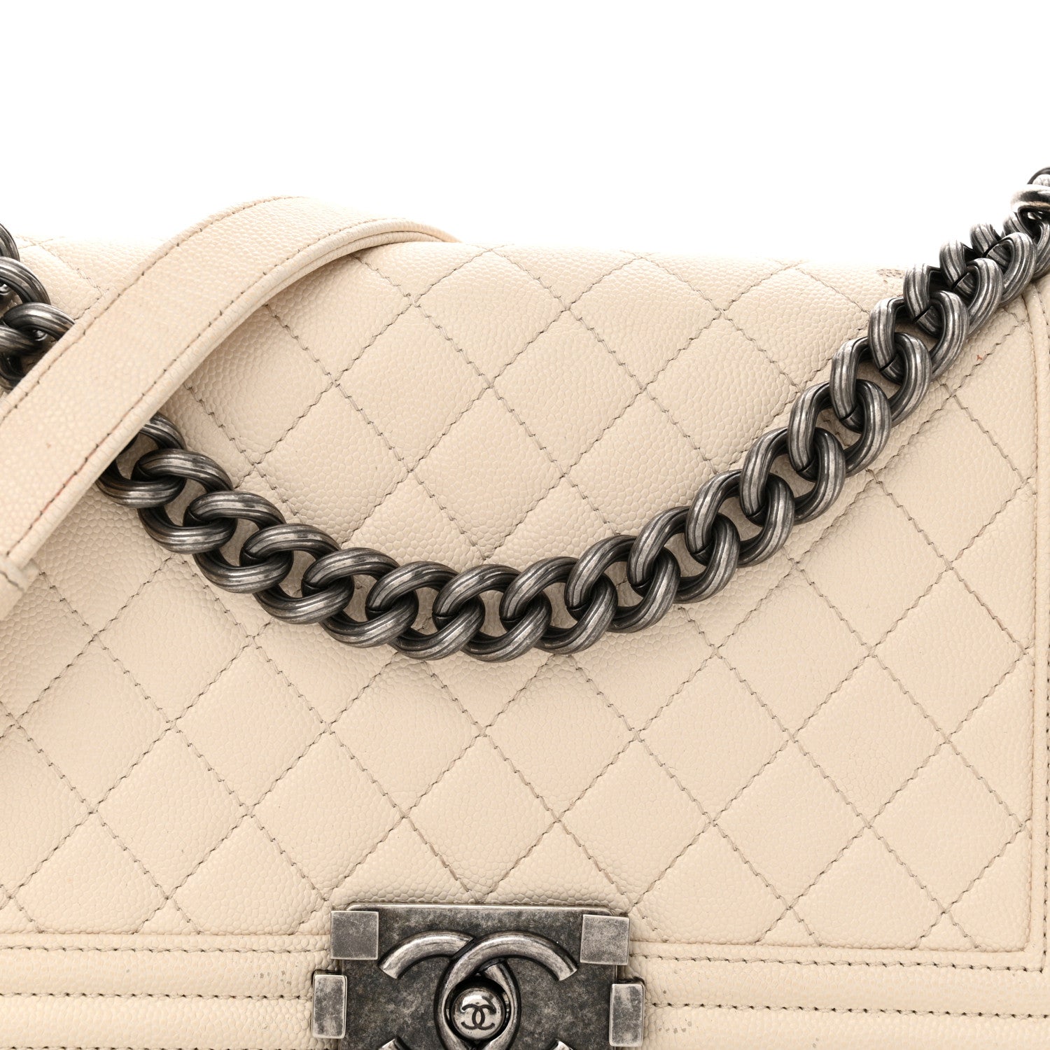 Chanel Caviar Quilted Medium Boy Flap Ivory 8 of 20
