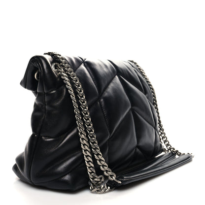 Saint Laurent Lambskin Quilted Small Loulou Puffer Monogram Chain Satchel Black 3 of 11