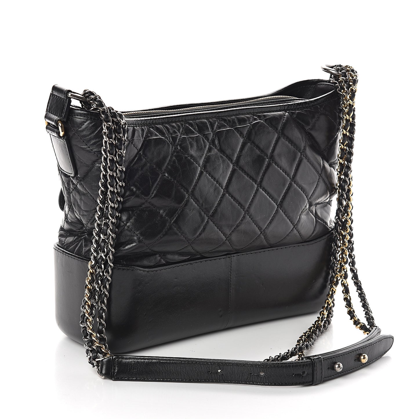 Aged Calfskin Quilted Medium Gabrielle Hobo Black