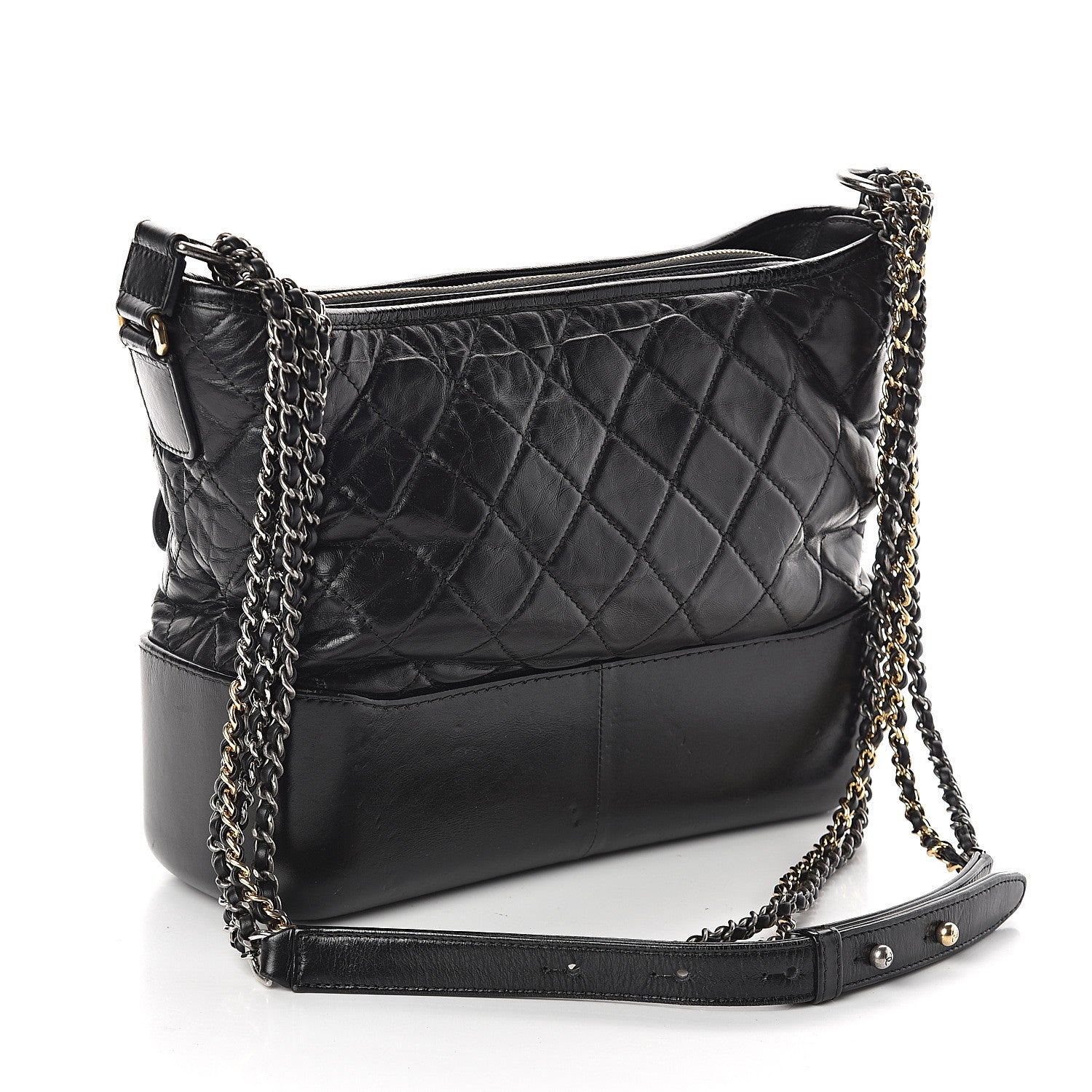 Chanel Aged Calfskin Quilted Medium Gabrielle Hobo Black 2 of 9