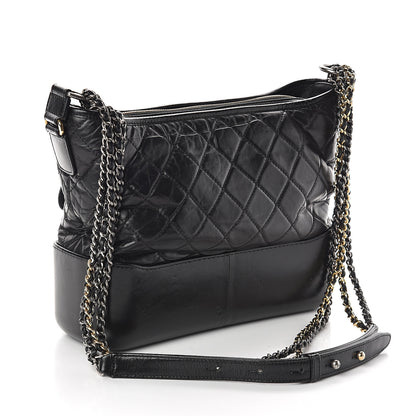 Chanel Aged Calfskin Quilted Medium Gabrielle Hobo Black 2 of 9
