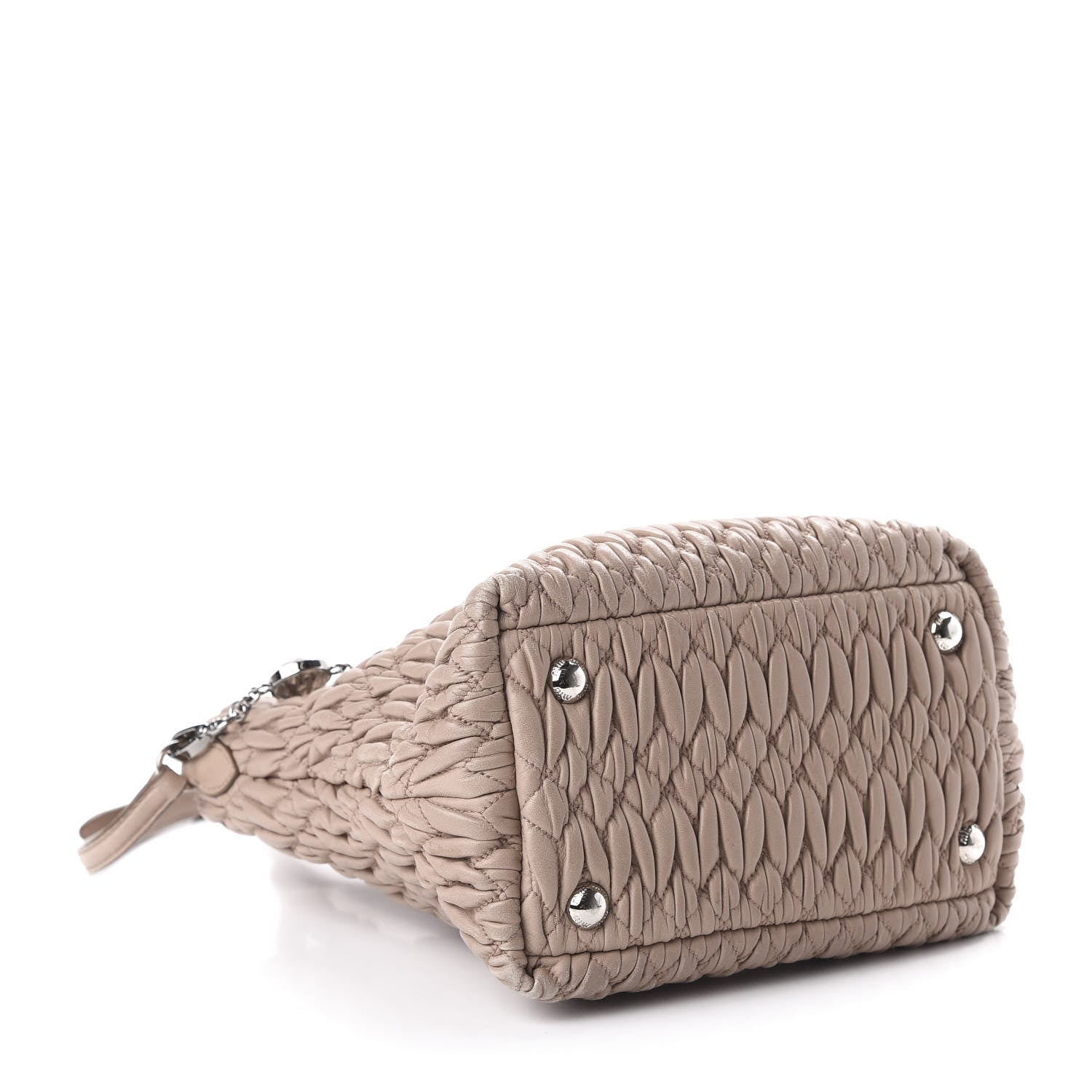 Miu Miu Nappa Matelasse Crystal Top Handle Tote Cammeo 4 of 9