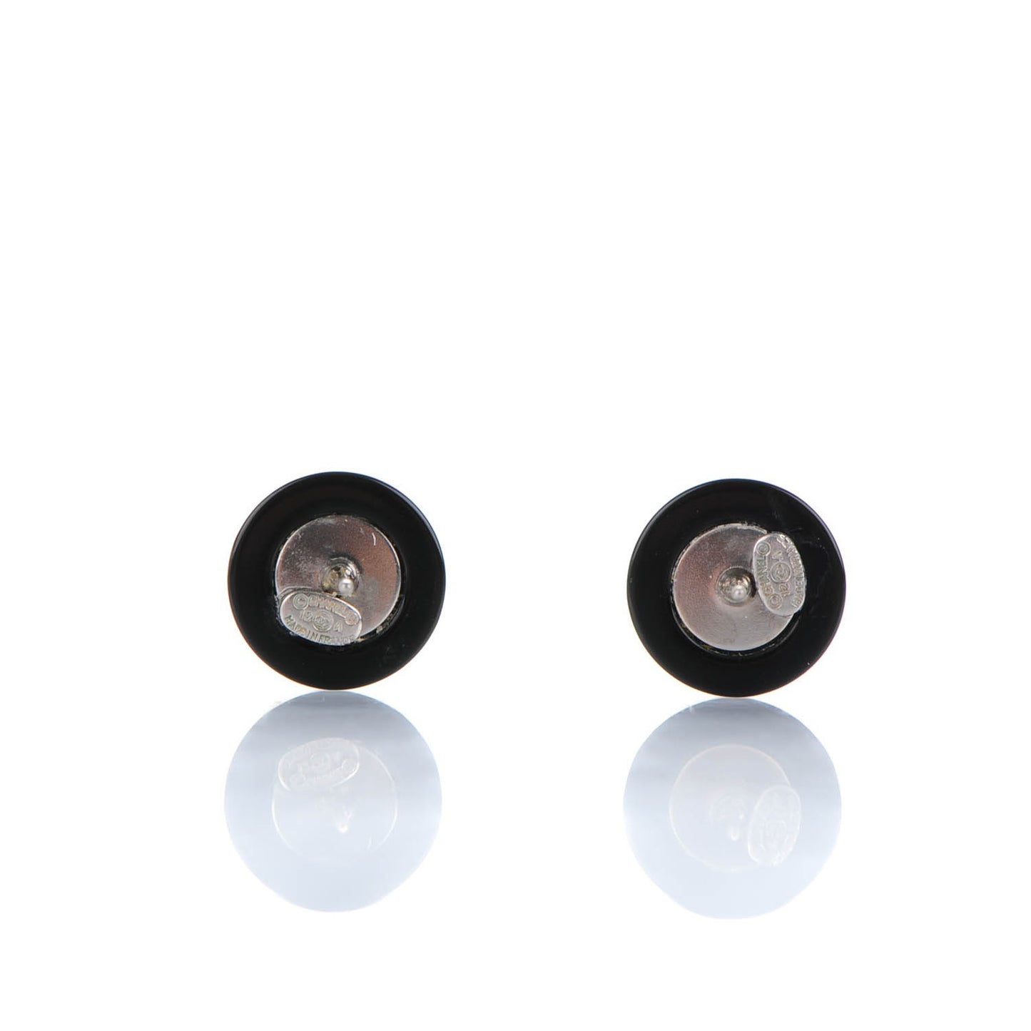 Resin CC Earrings Black Silver
